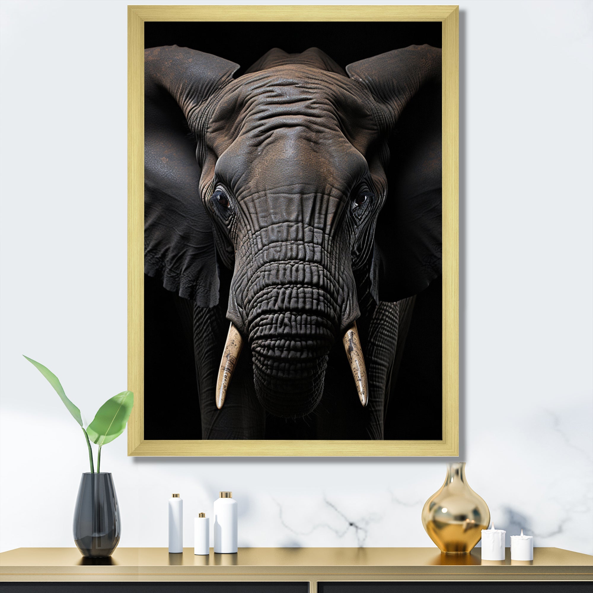 Elephant Portrait In Black And White - Elephant Wall Art Prints