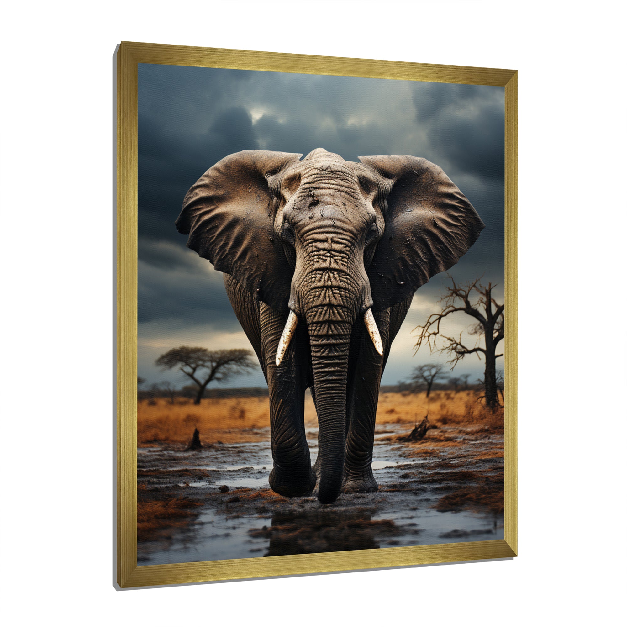 Elephant Tales From Afar - Elephant Large Canvas Wall Art