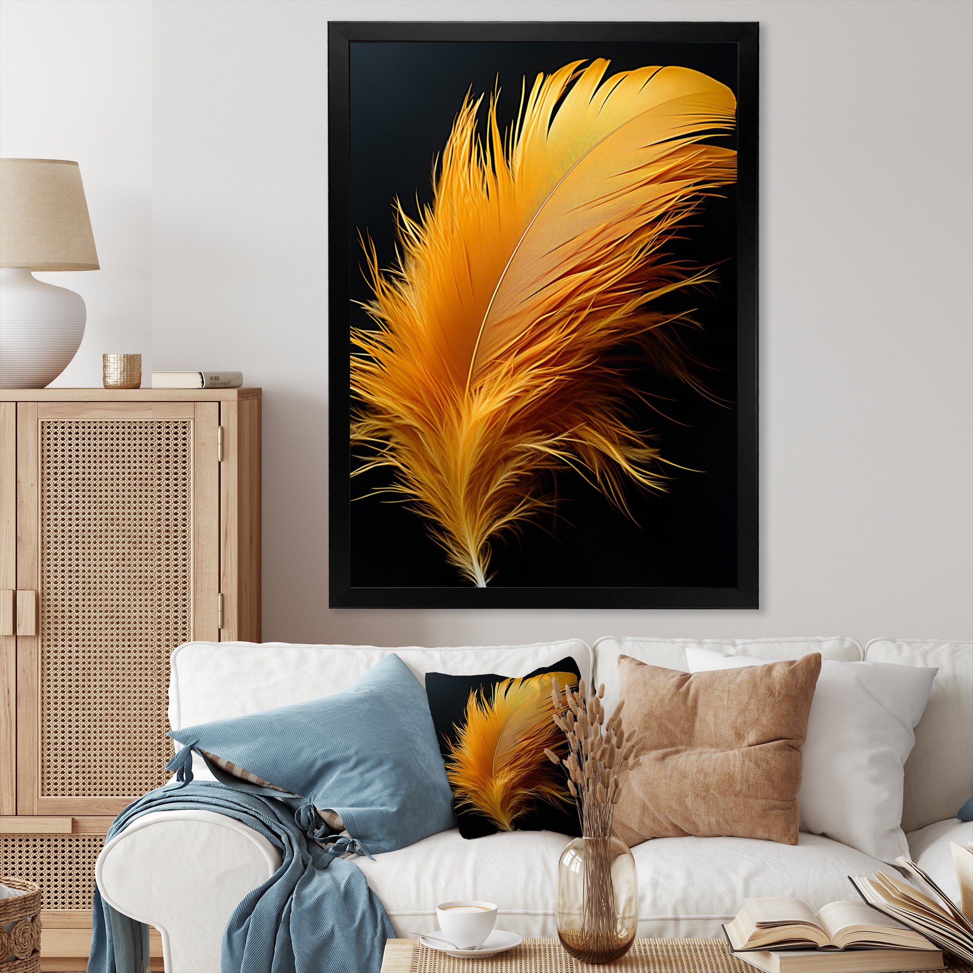 Orange Feather Elegance - Feathers Wall Decor