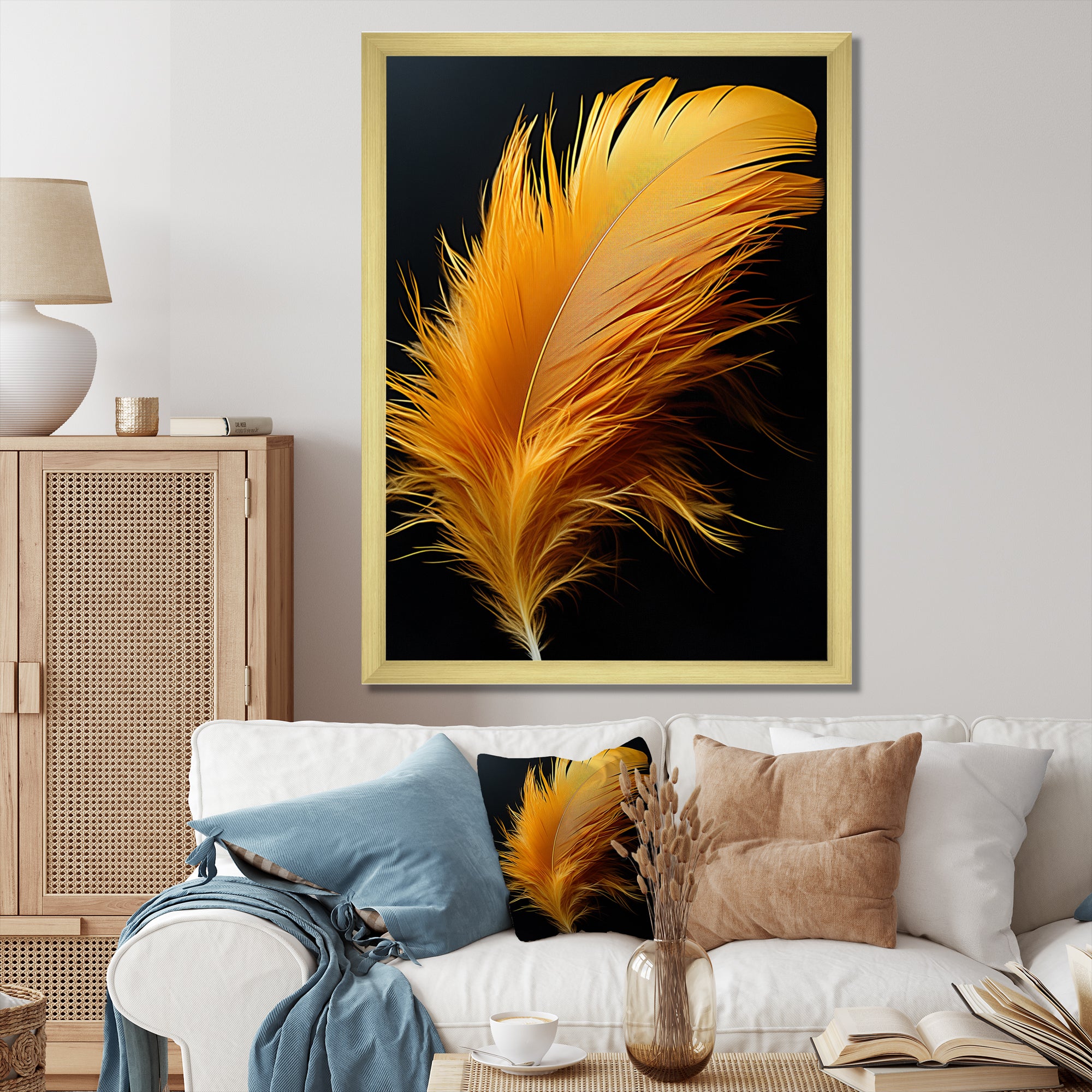Orange Feather Elegance - Feathers Wall Decor