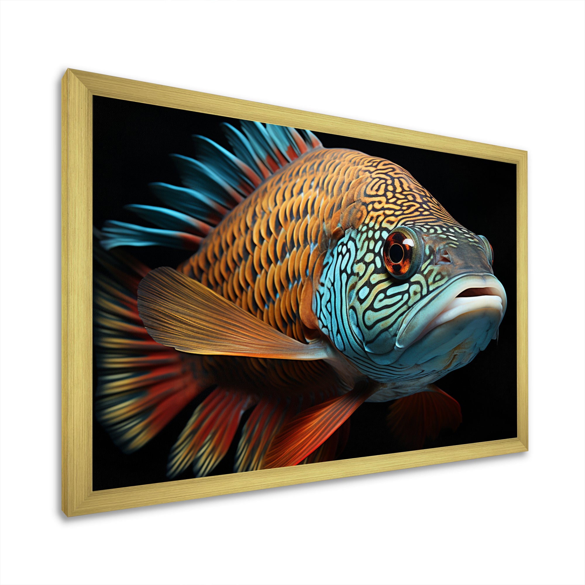 Fish Portrait Photo - Teal Fish Wall Art