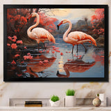 Flamingo Fading Glow Pastoral - Flamingo Canvas Wall Art