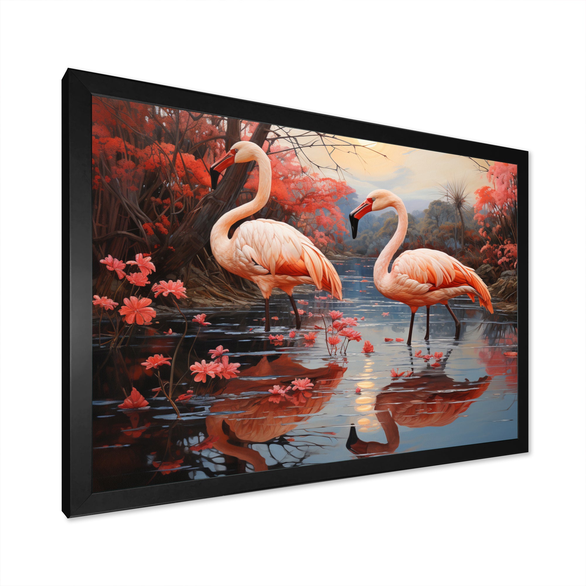 Flamingo Fading Glow Pastoral - Flamingo Canvas Wall Art