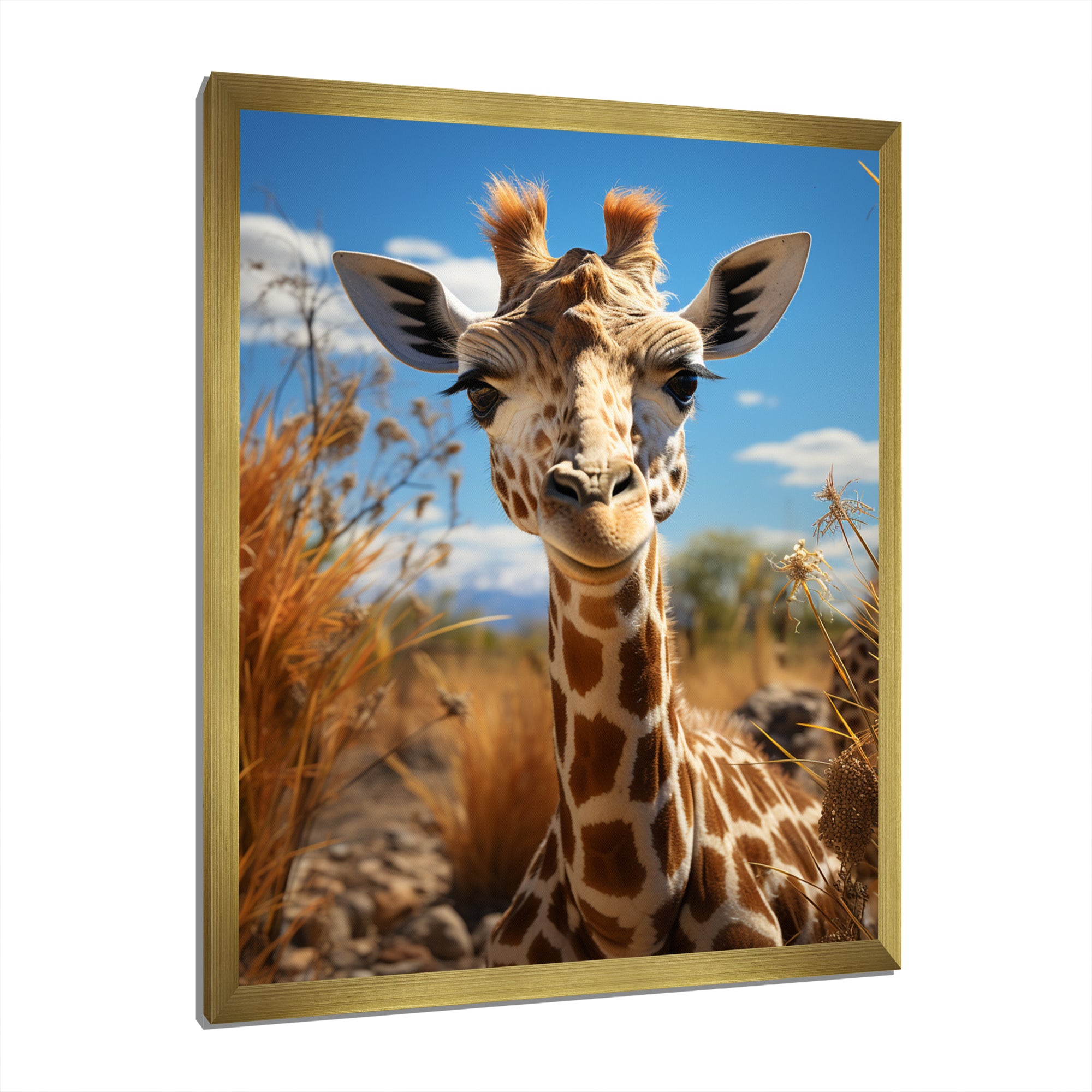Cute Giraffe Portrait - Beige Giraffe Wall Art