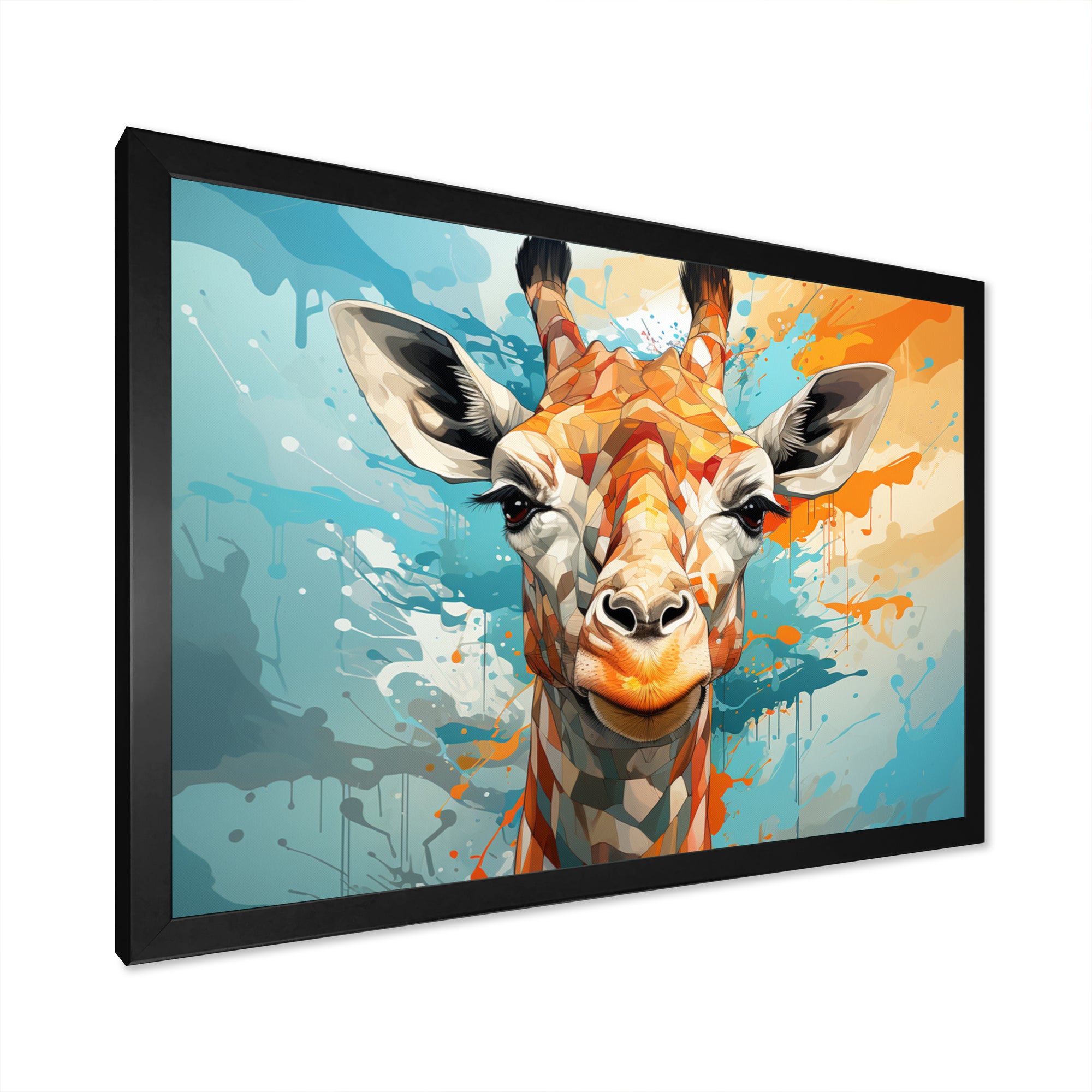 Giraffe Elegant Geometric - Giraffe Large Canvas Wall Art