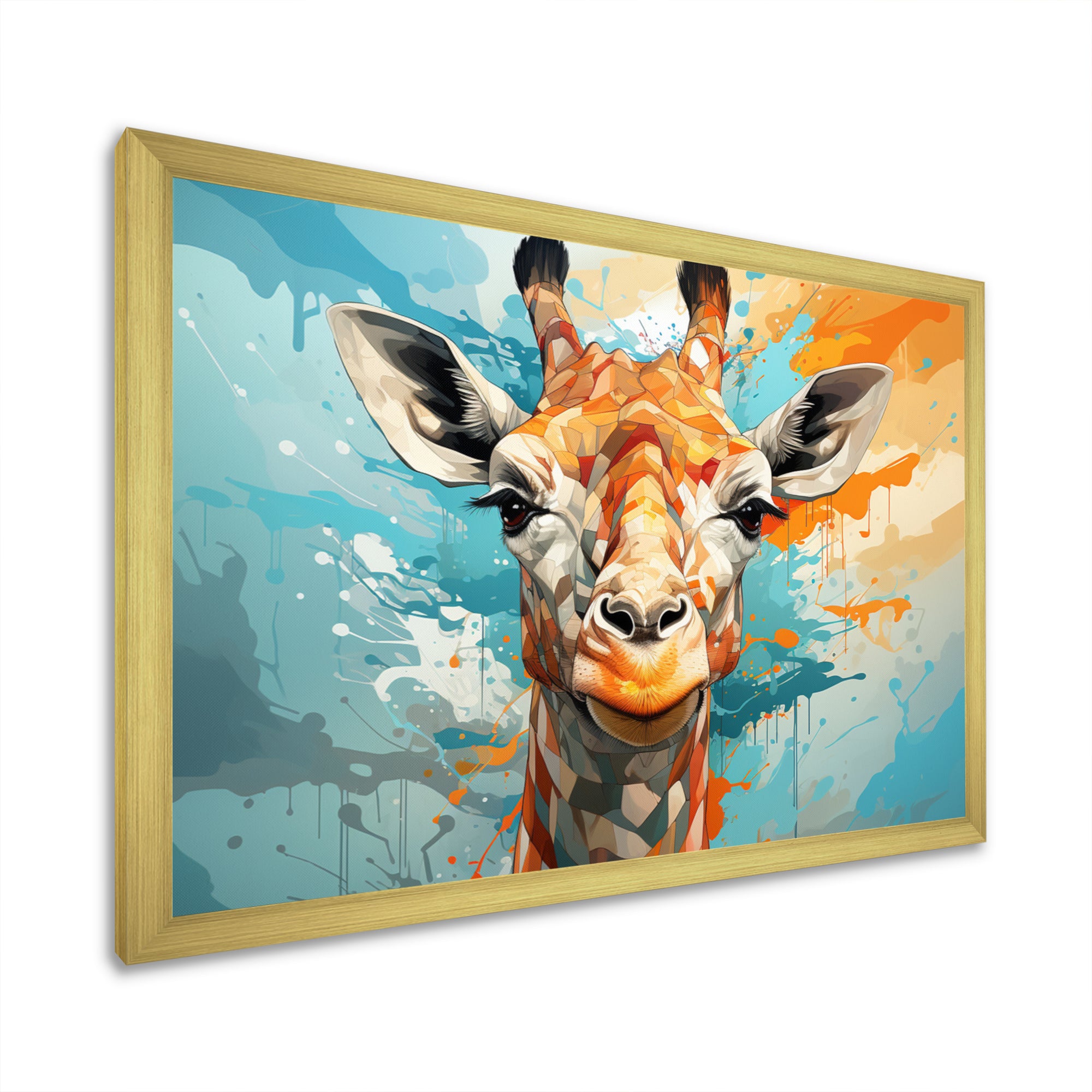 Giraffe Elegant Geometric - Giraffe Large Canvas Wall Art