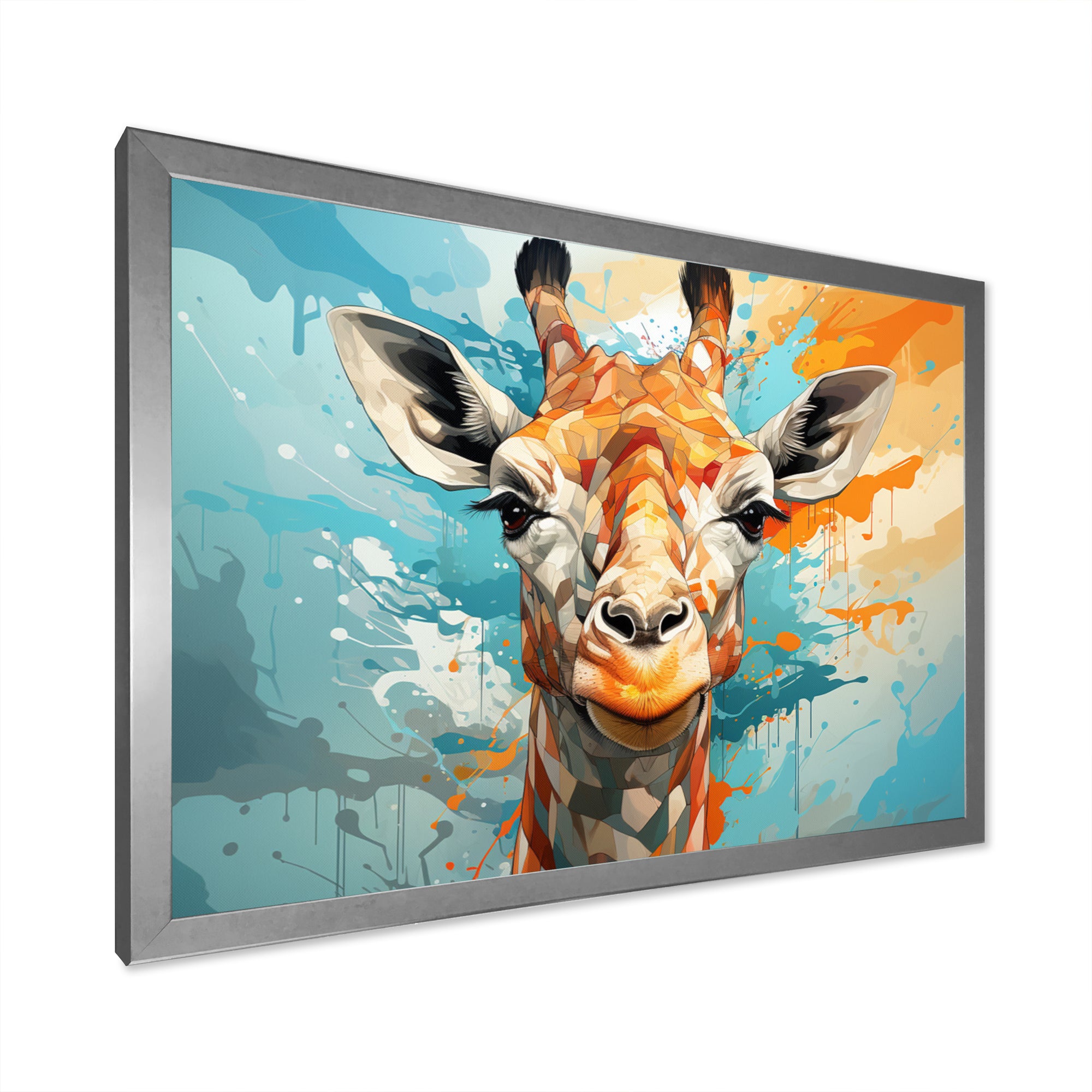 Giraffe Elegant Geometric - Giraffe Large Canvas Wall Art