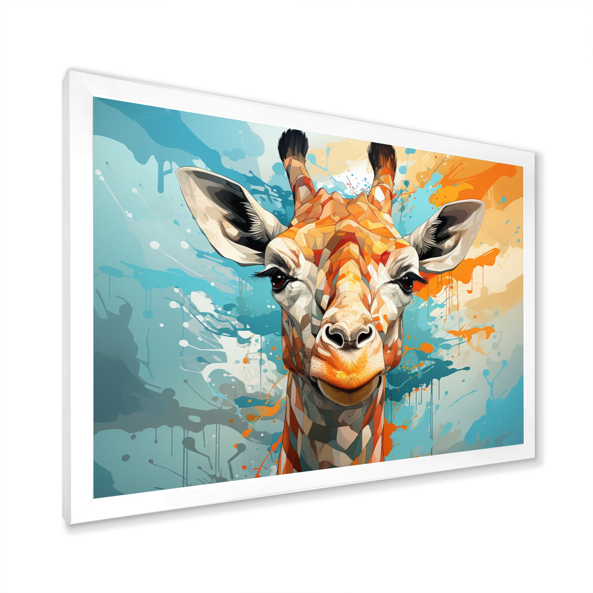 Giraffe Elegant Geometric - Giraffe Large Canvas Wall Art
