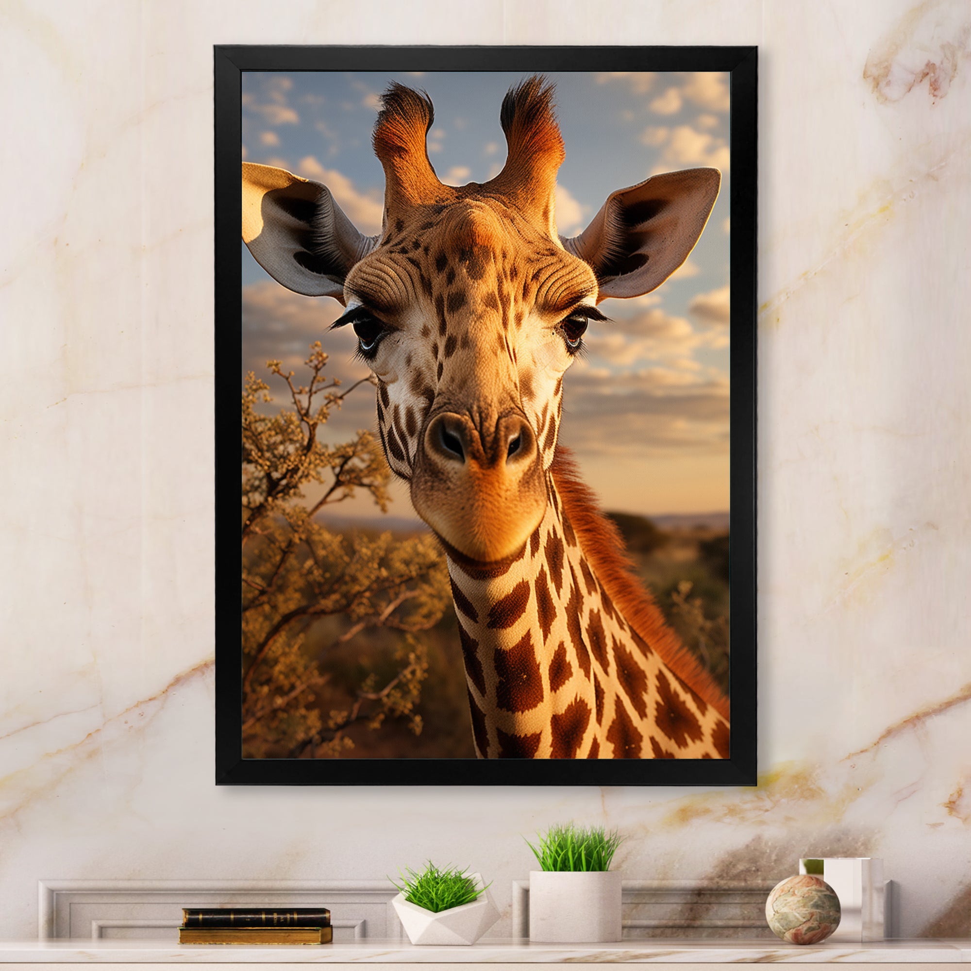 Giraffe Portrait Vibrant - Giraffe Canvas Wall Art