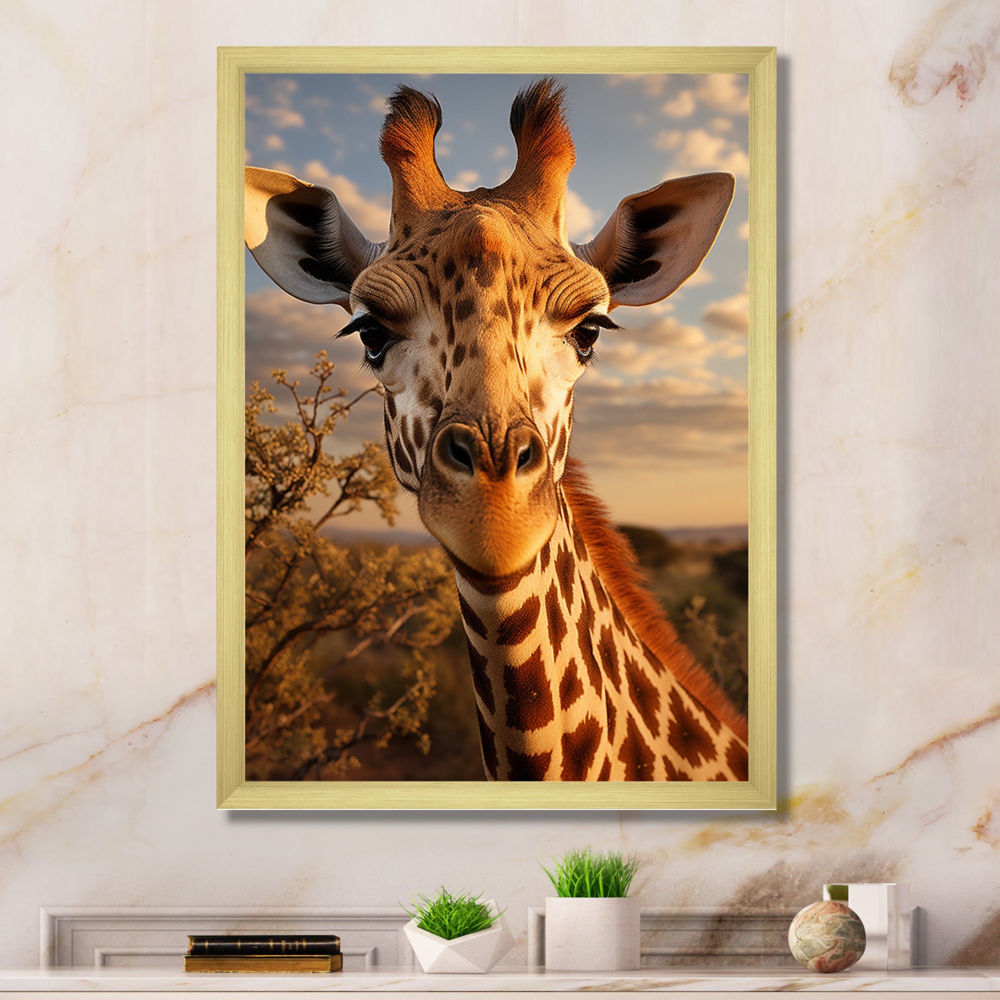 Giraffe Portrait Vibrant - Giraffe Canvas Wall Art
