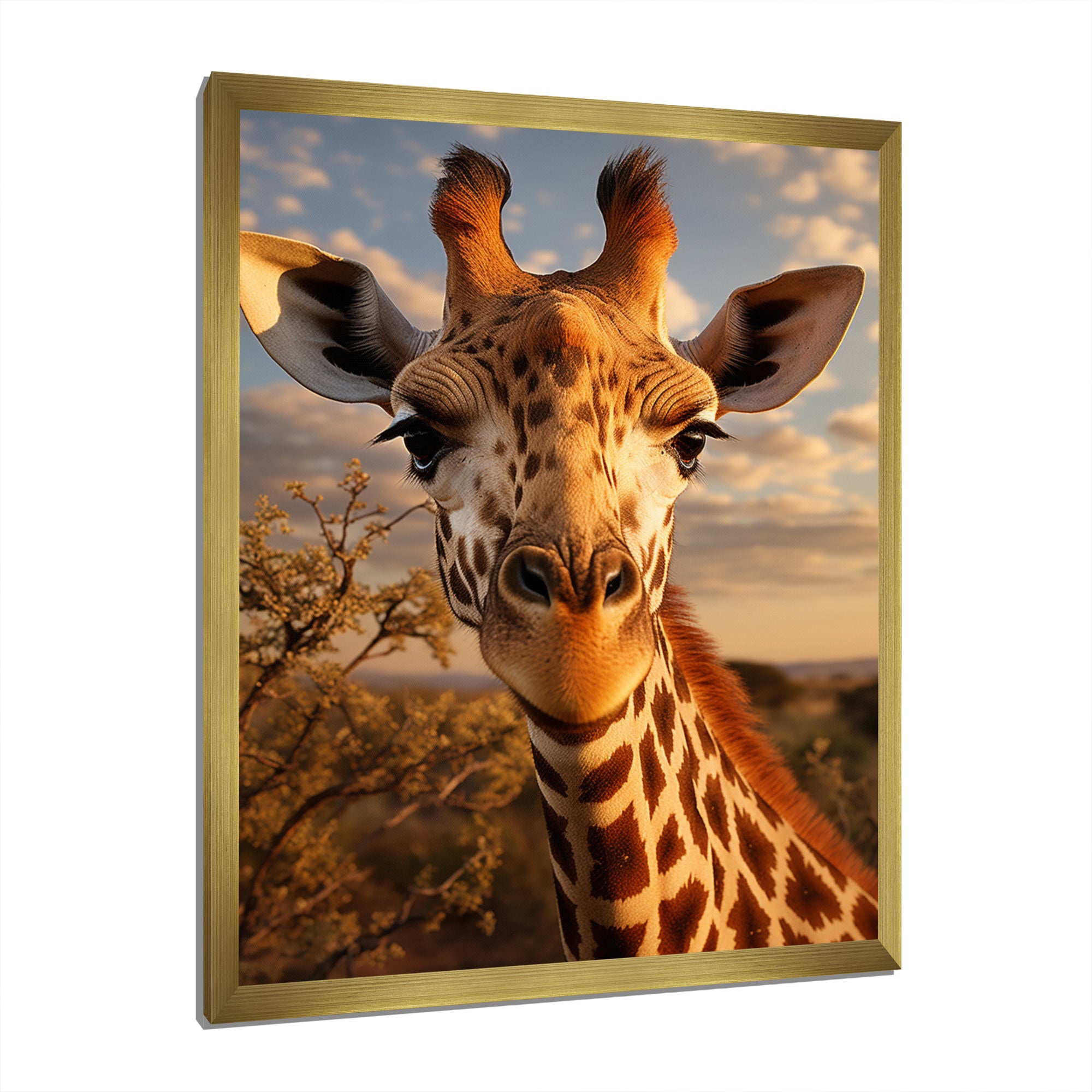 Giraffe Portrait Vibrant - Giraffe Canvas Wall Art