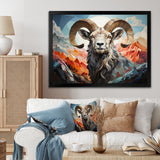 Goat Mountain Guardian Geometric - Gray Goat Wall Art