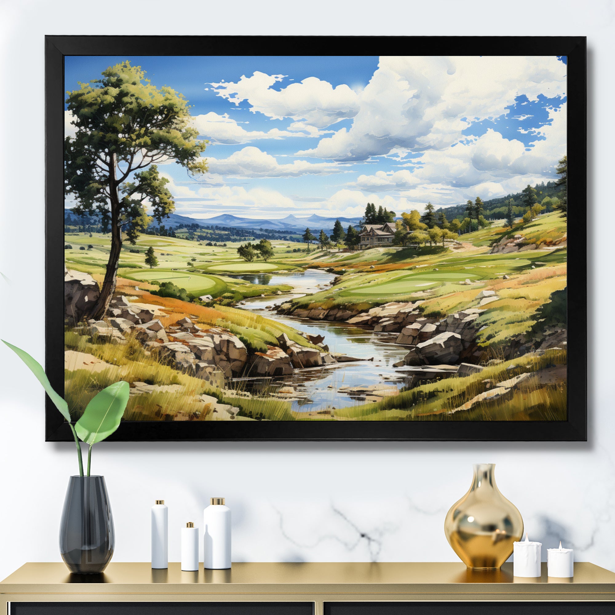 Lake And River Tranquility I - Golf Canvas Wall Art