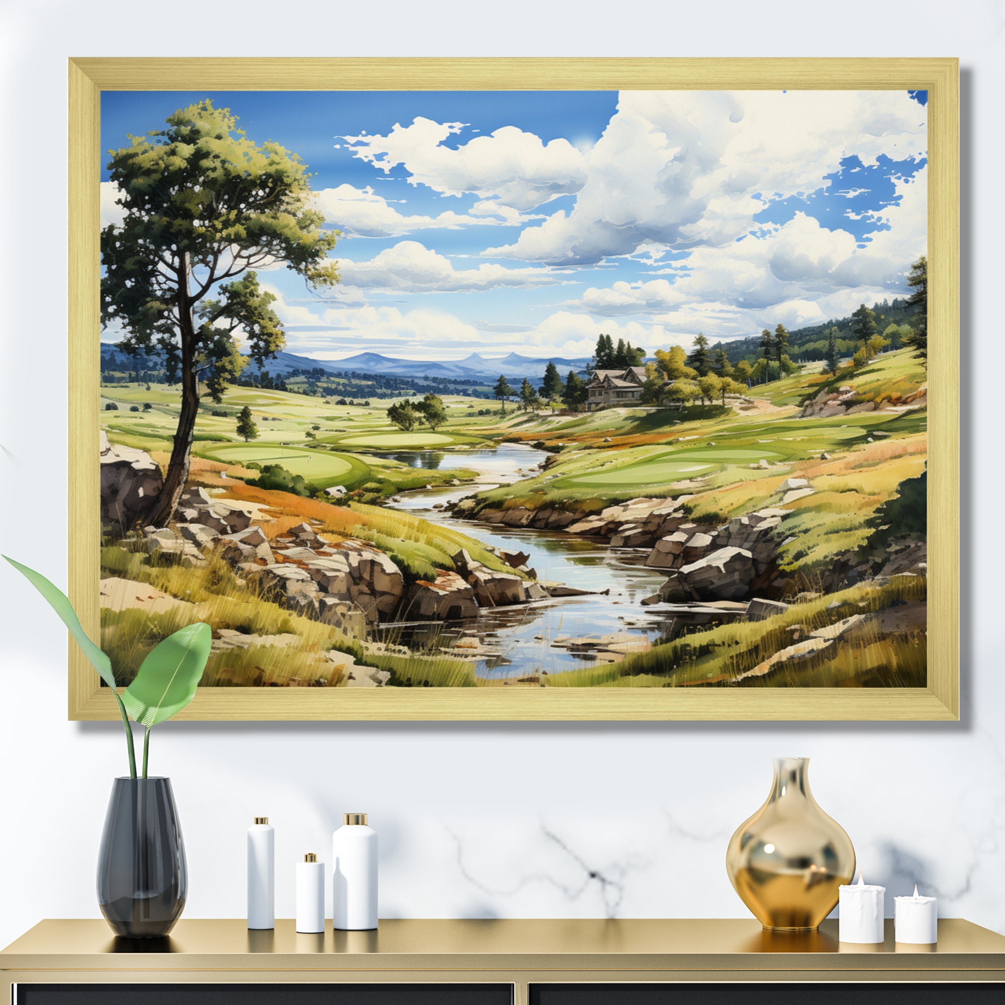Lake And River Tranquility I - Golf Canvas Wall Art