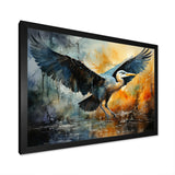 Teal Yellow Heron Elegance Unveiled Pointillism - Heron Wall Decor