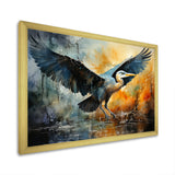 Teal Yellow Heron Elegance Unveiled Pointillism - Heron Wall Decor