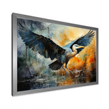 Teal Yellow Heron Elegance Unveiled Pointillism - Heron Wall Decor