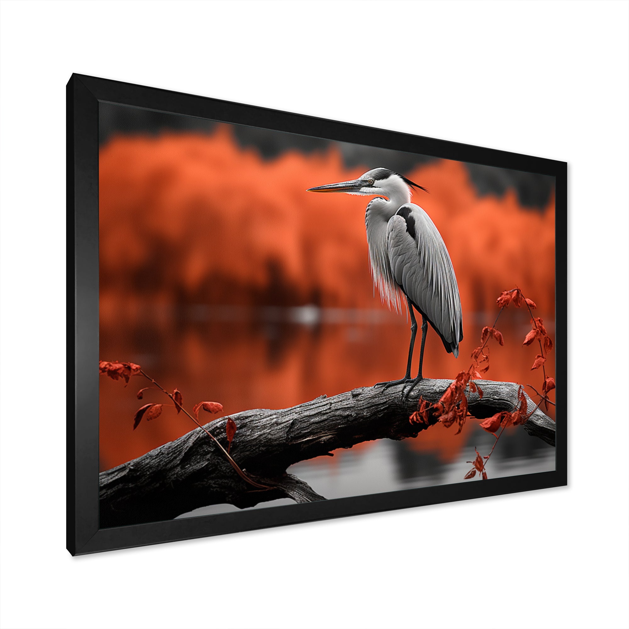 Heron Serenity In Monochrome - Heron Living Room Wall Art