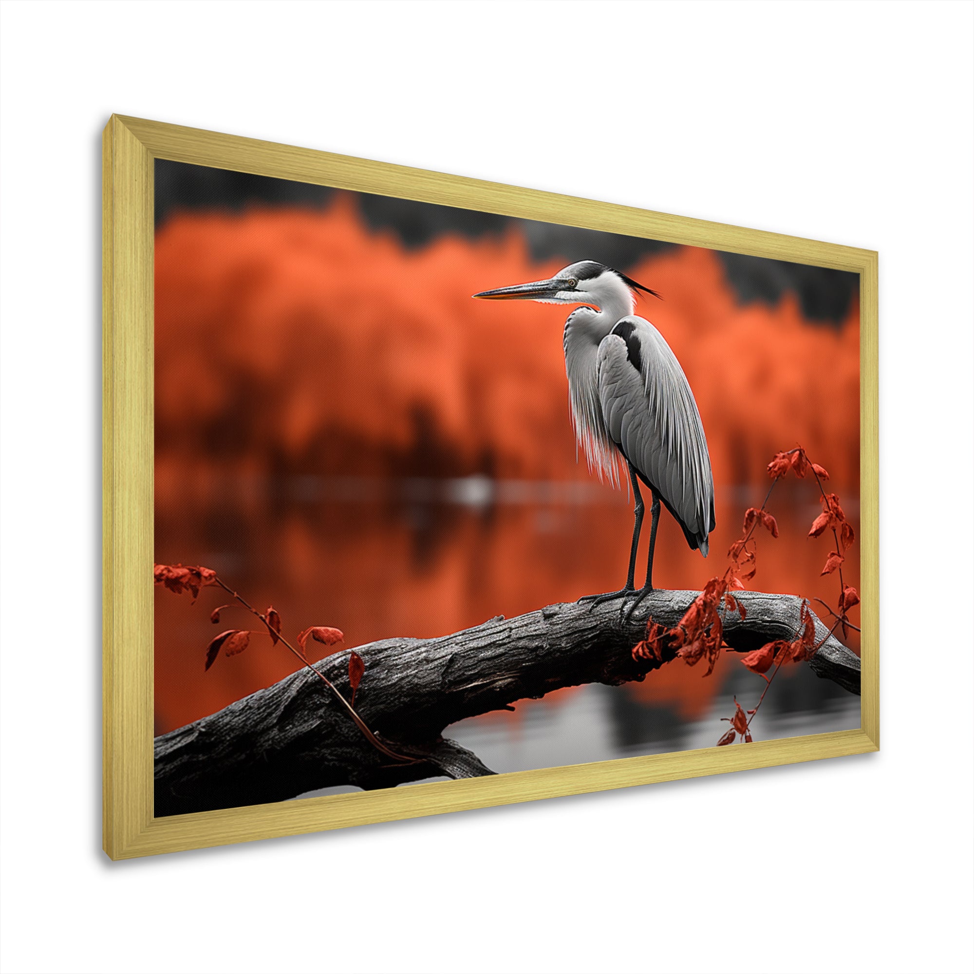 Heron Serenity In Monochrome - Heron Living Room Wall Art