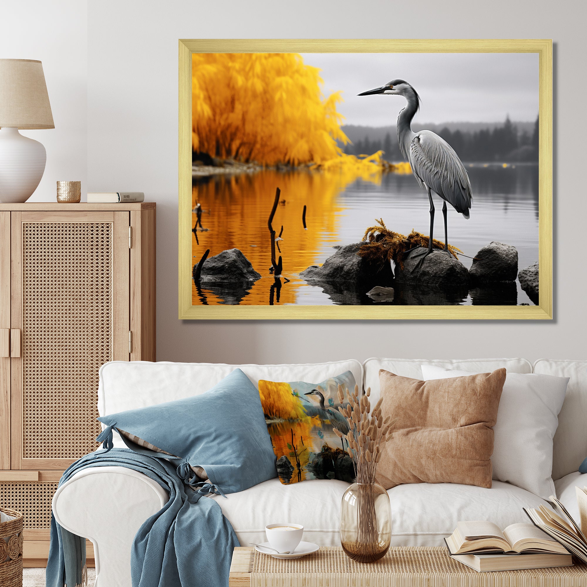 Heron Silent Waters - Heron Bedroom Wall Art