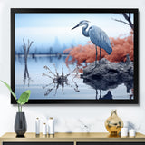 Heron Silent Waters Blue - Heron Canvas Wall Art