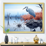 Heron Silent Waters Blue - Heron Canvas Wall Art