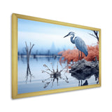 Heron Silent Waters Blue - Heron Canvas Wall Art
