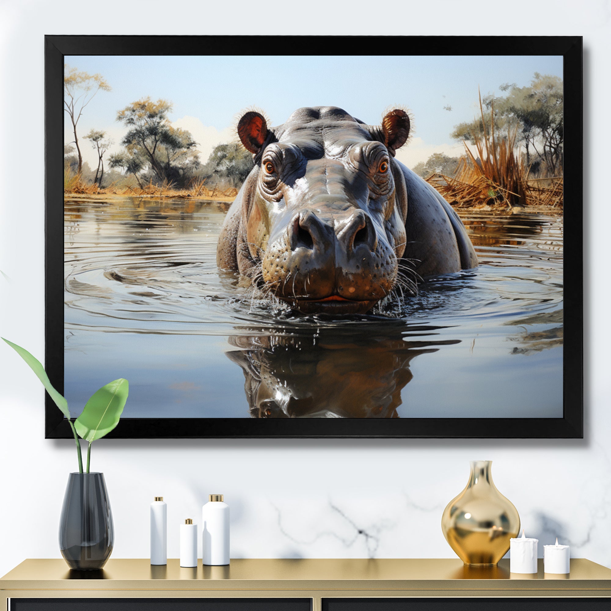 Hippopotamus Rivers Behemoth - Hippopotamus Large Canvas Wall Art