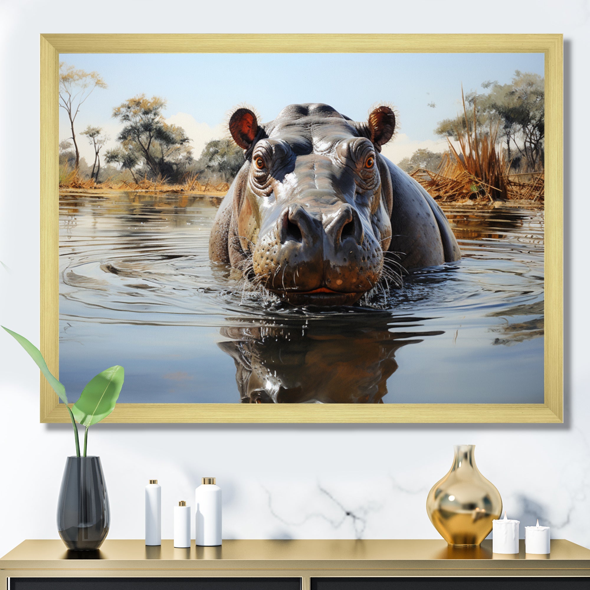 Hippopotamus Rivers Behemoth - Hippopotamus Large Canvas Wall Art