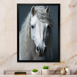 White Horse Crisp Monochrome - Horse Bedroom Wall Art