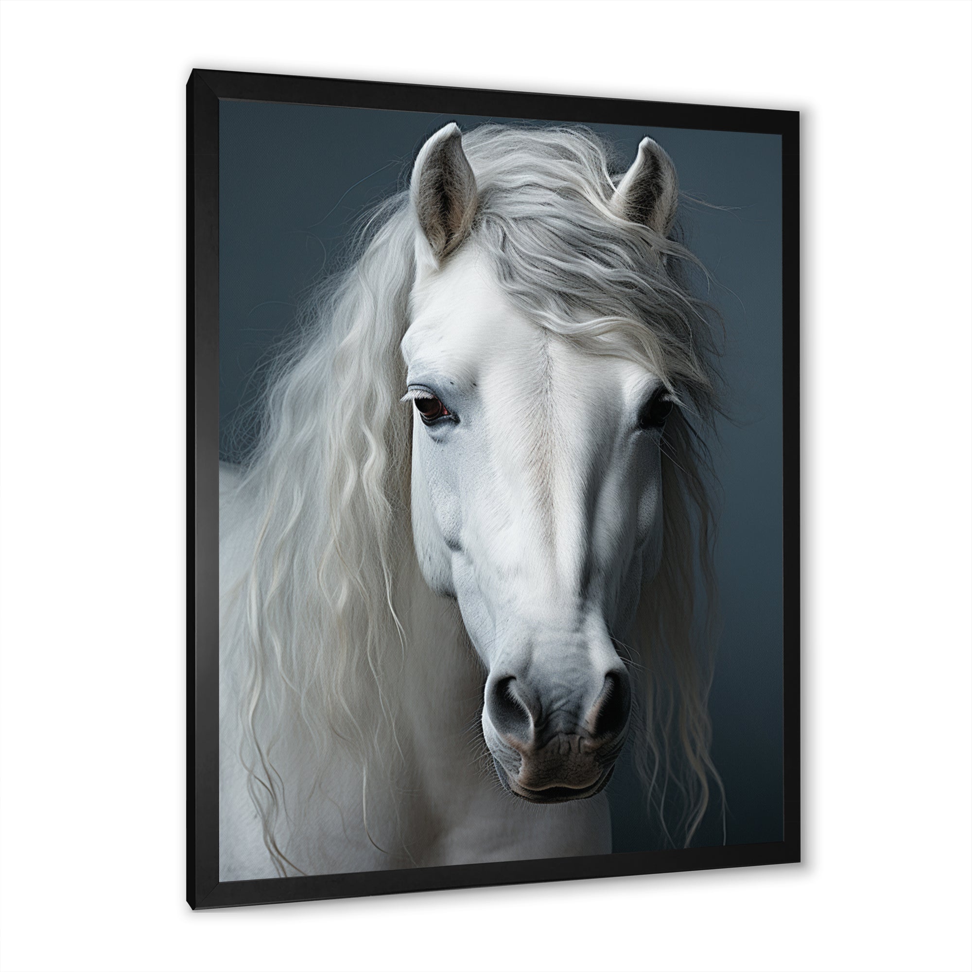 White Horse Crisp Monochrome - Horse Bedroom Wall Art