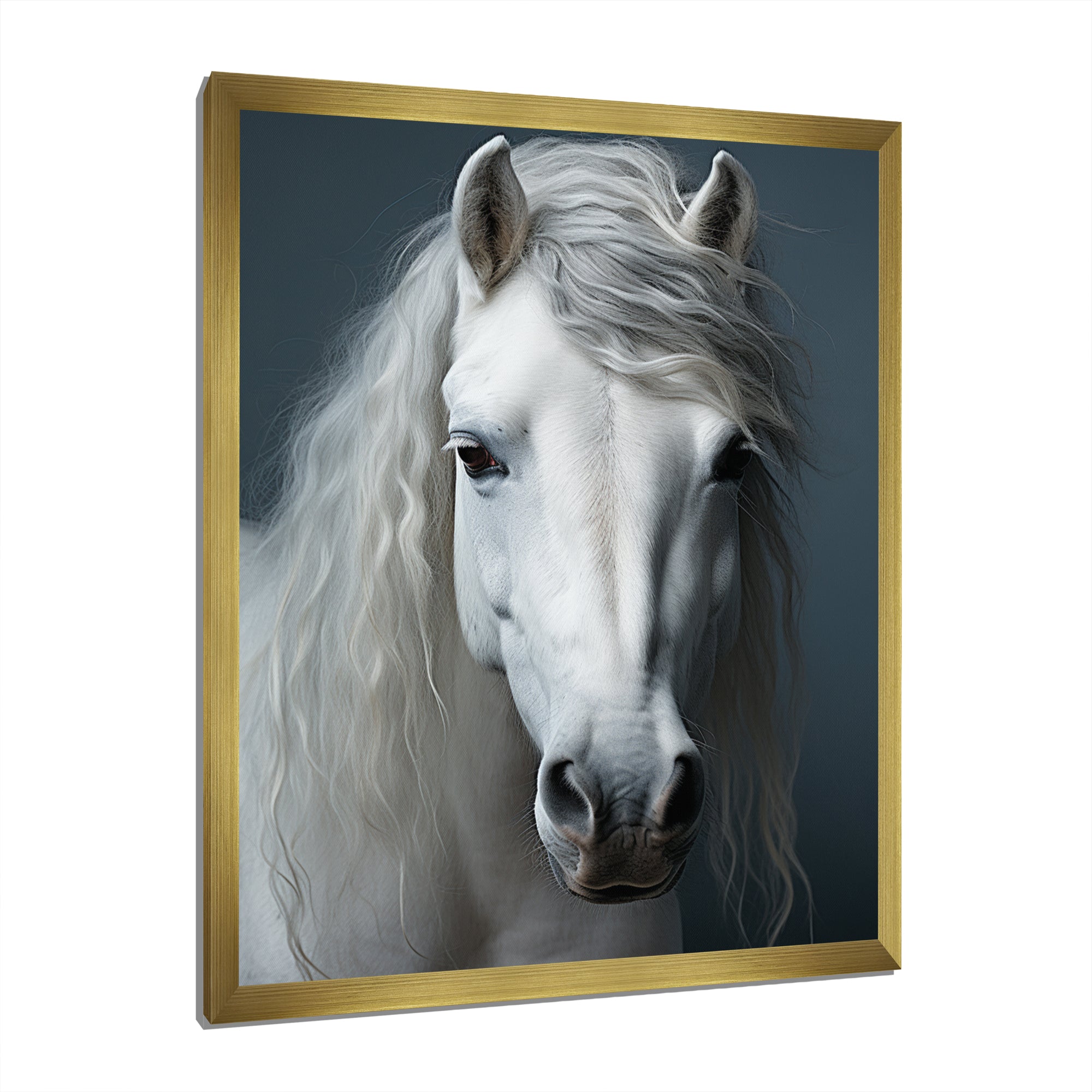 White Horse Crisp Monochrome - Horse Bedroom Wall Art