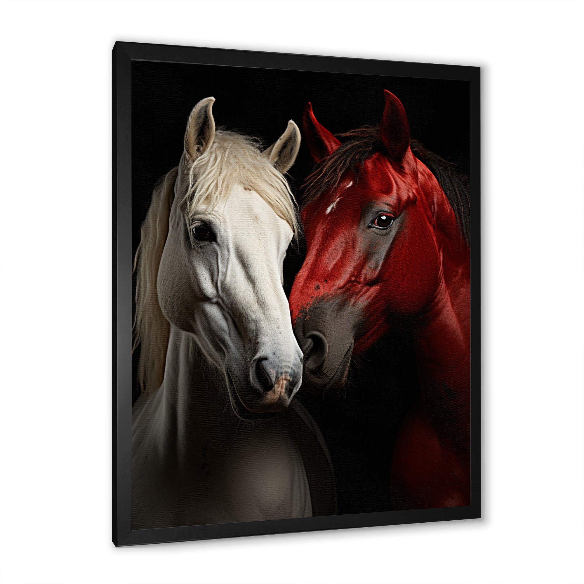 Red And White Horse Dynamic Duo - Horse Canvas Wall Art