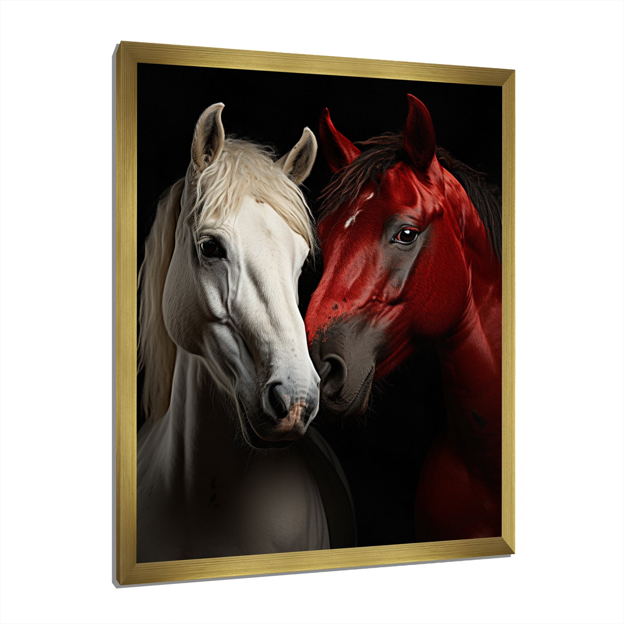 Red And White Horse Dynamic Duo - Horse Canvas Wall Art