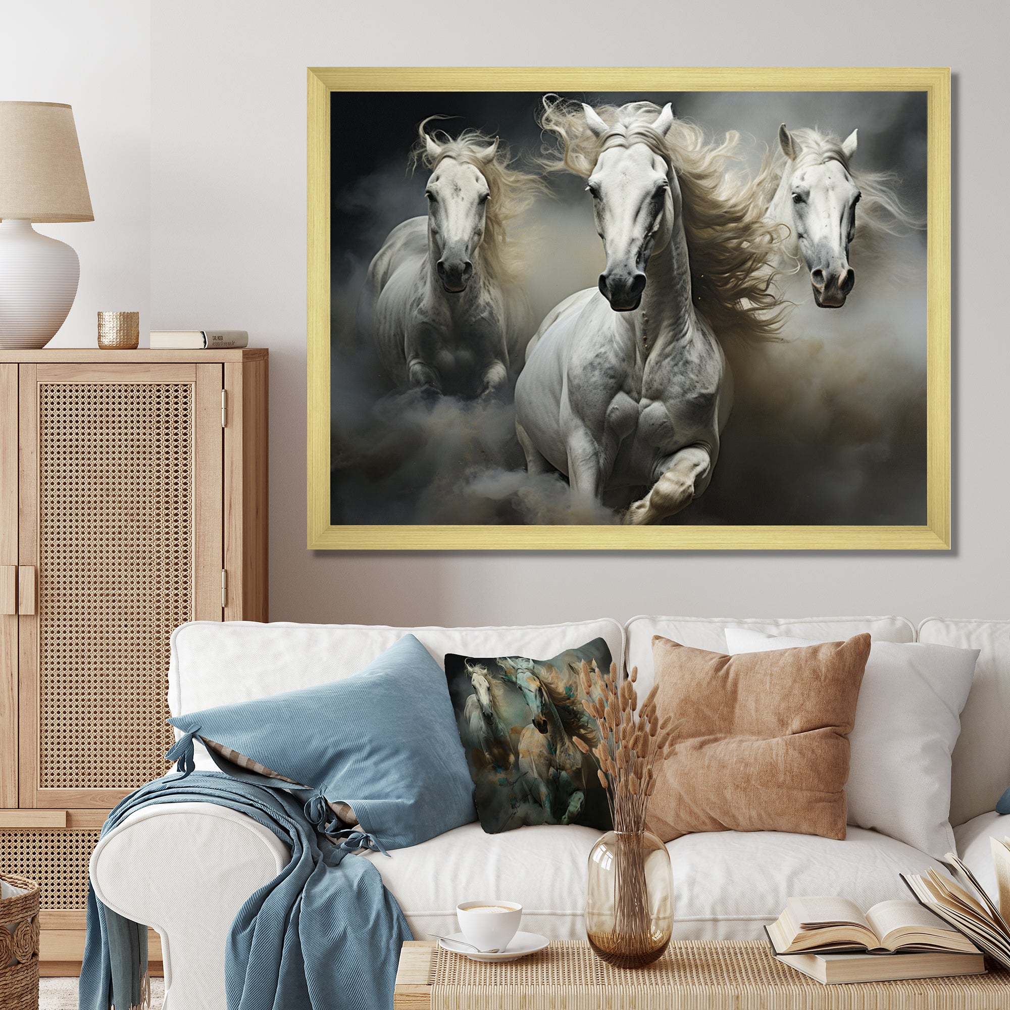 White Beige Horse Equine Harmony - Horse Wall Decor