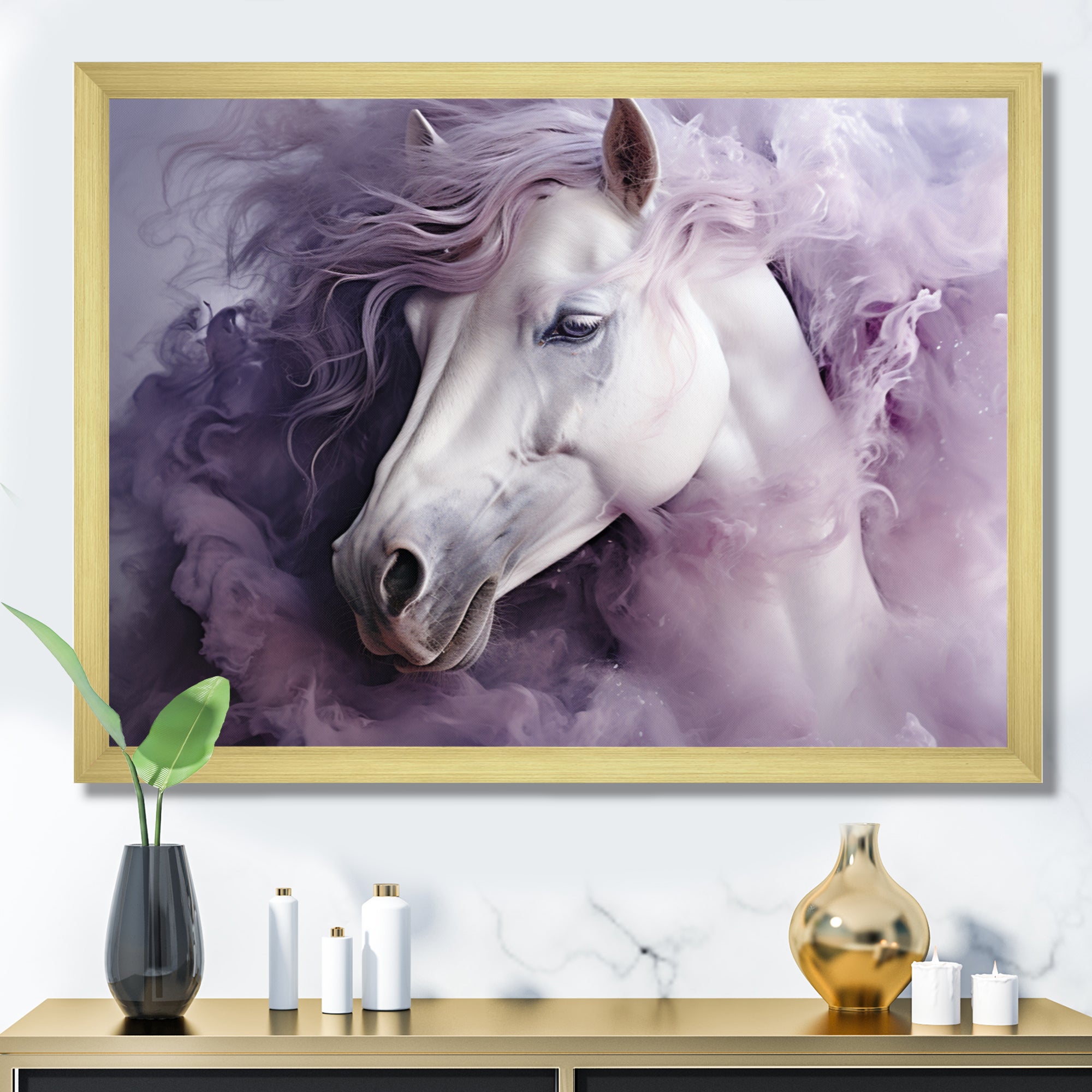 Purple White Horse Ethereal Essence - Horse Wall Art Prints