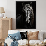 Black White Horse Portrait Vibrant - Horse Wall Decor