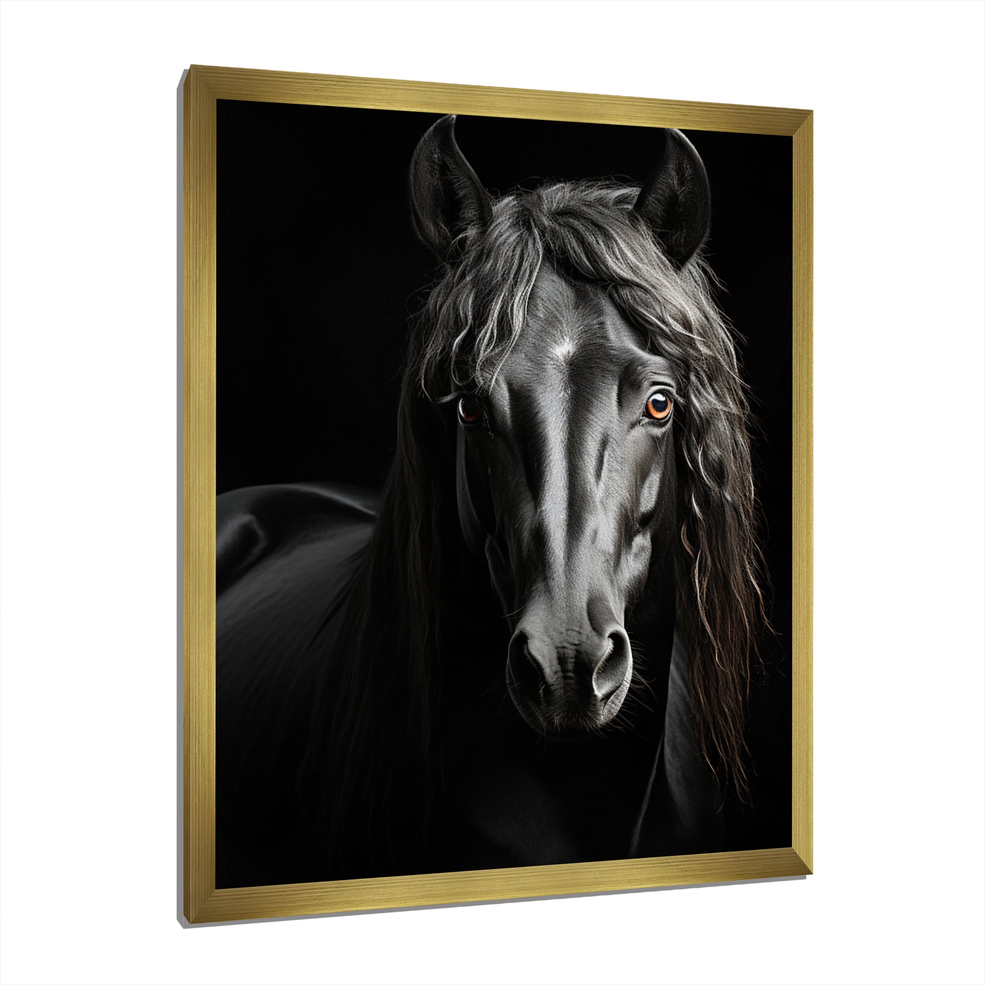 Black White Horse Portrait Vibrant - Horse Wall Decor