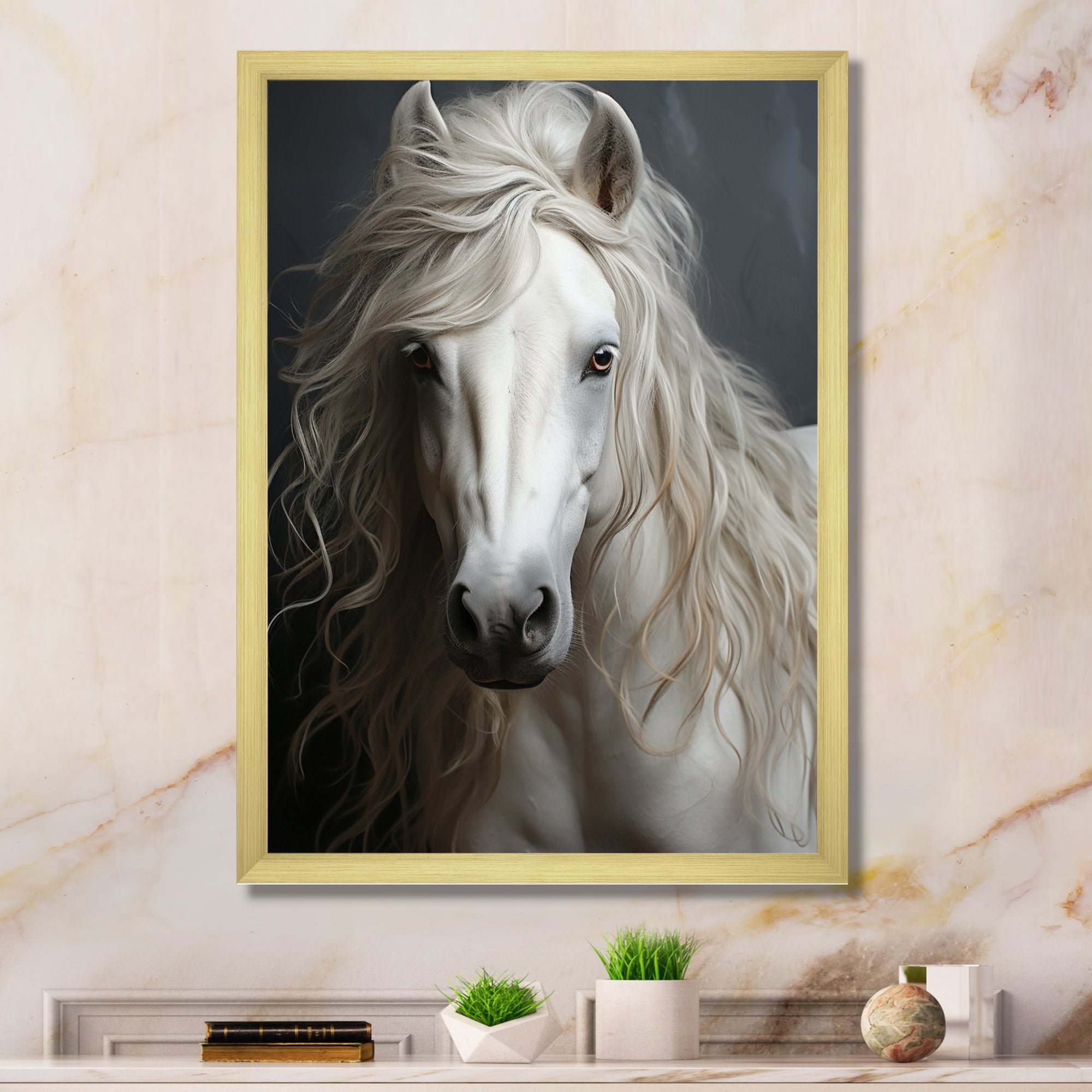 White Horse Subtle Whispers - Horse Canvas Wall Art