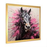 Black Pink Horse Vibrant Equine Pointillism - Horse Wall Decor