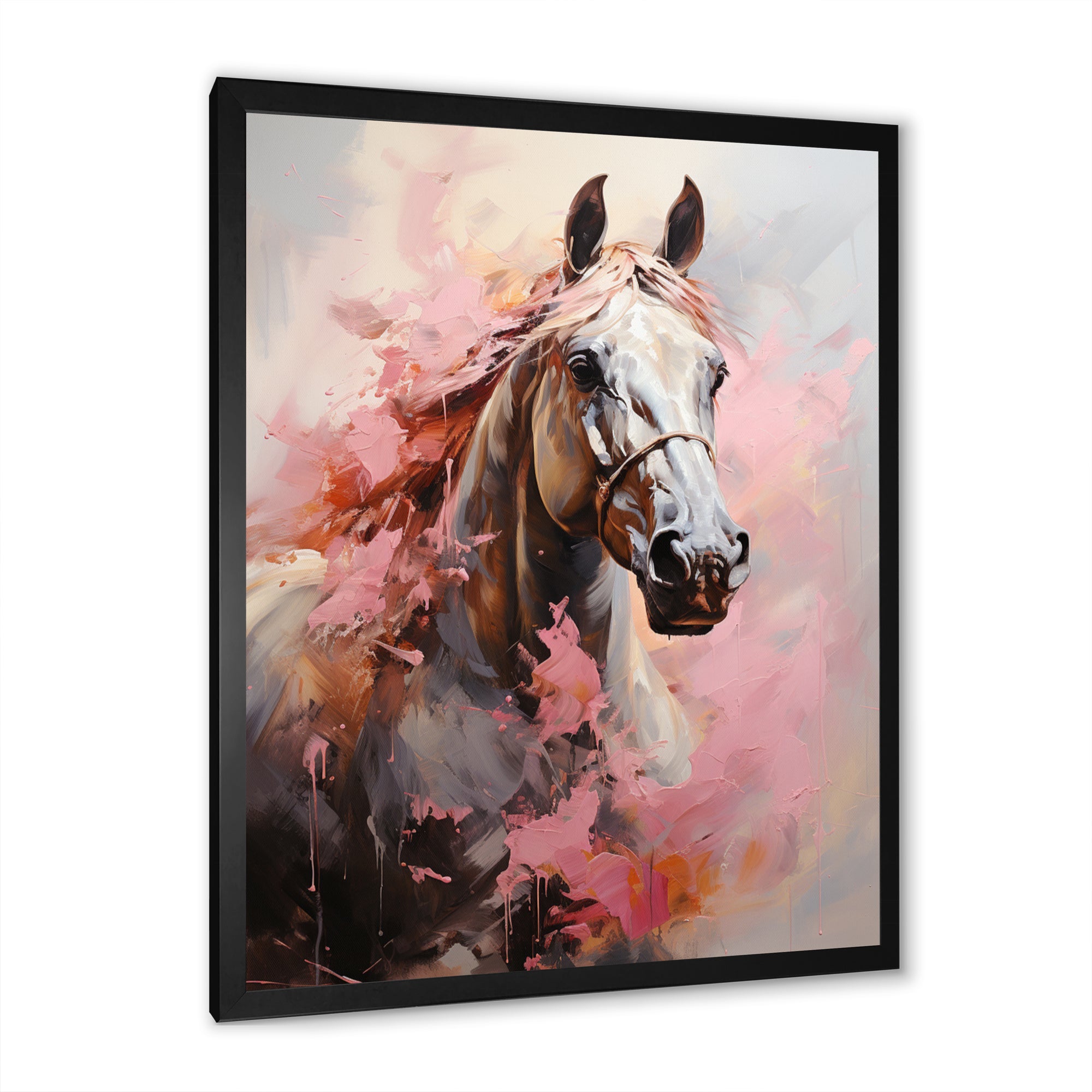 Pink White Horse Vibrant Pink Equine - Horse Wall Art Prints