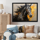 Yellow Black Horse Vibrant Yellow Equine - Yellow Horse Wall Art
