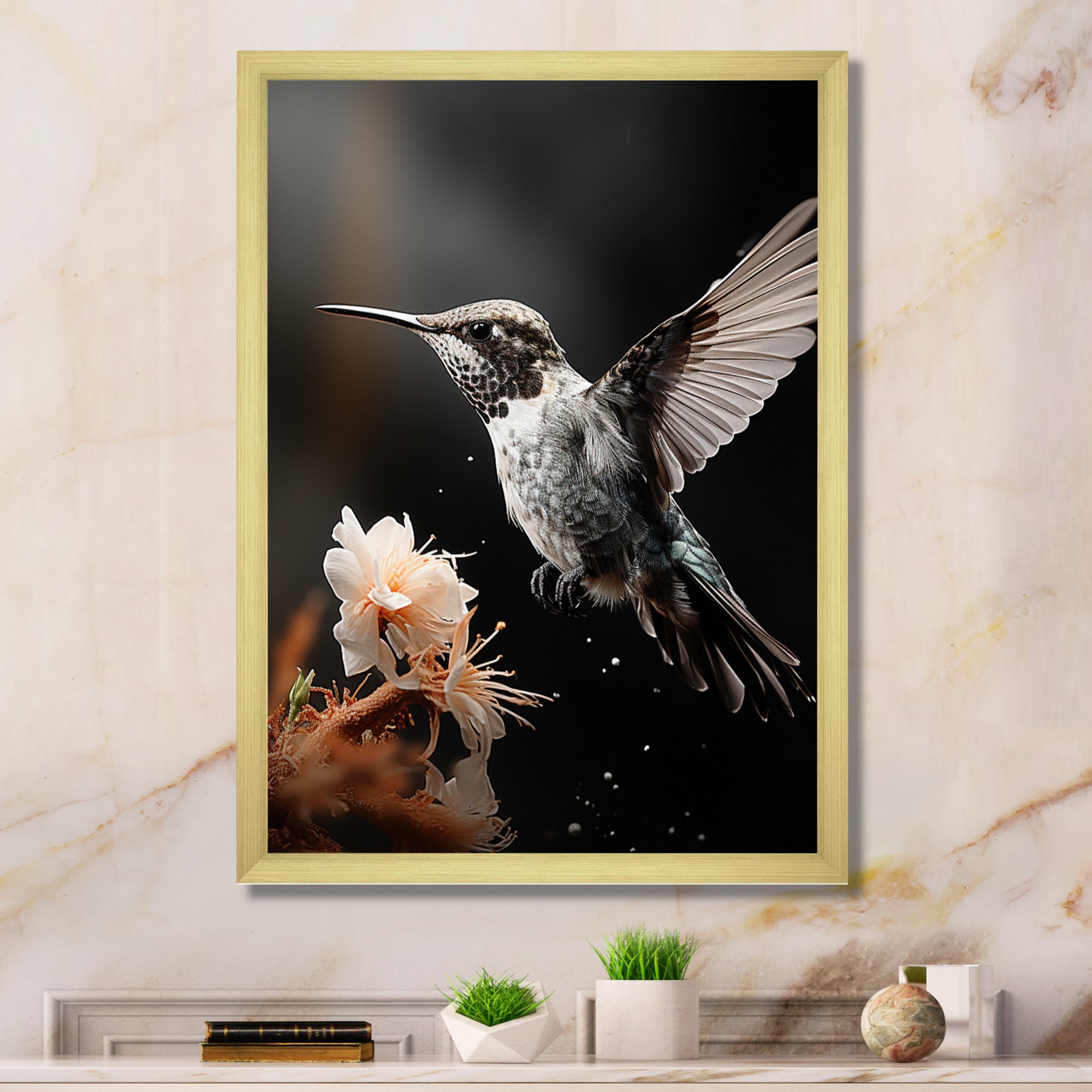 Black White Hummingbird Energetic - Hummingbird Wall Decor