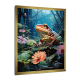 Japan Art Frog at Lotus Pond Reflection - Frog Wall Decor