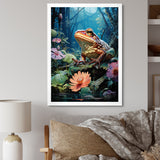 Japan Art Frog at Lotus Pond Reflection - Frog Wall Decor