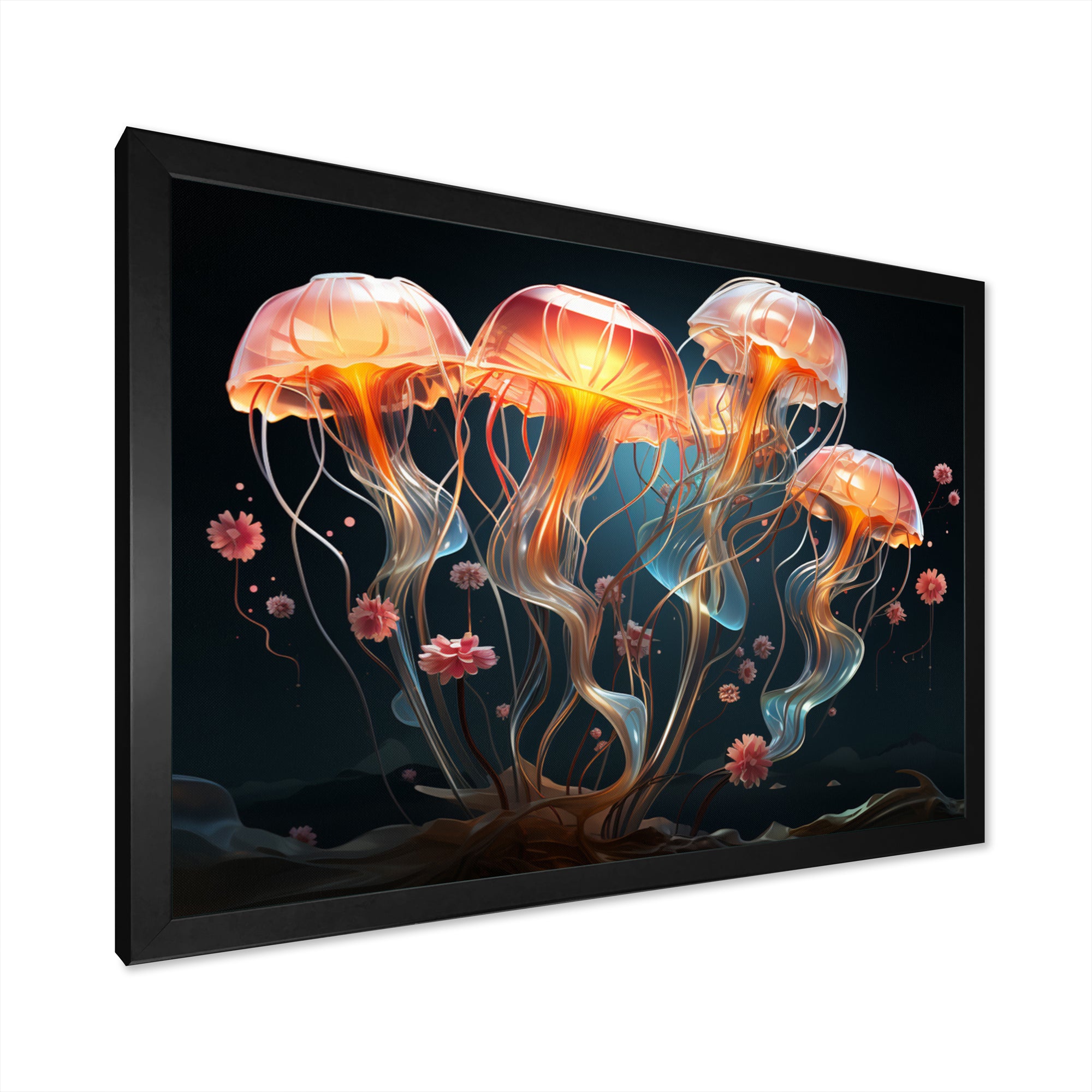 Jellyfish Luminescent Beauty Geometric - Peach Jellyfish Wall Art