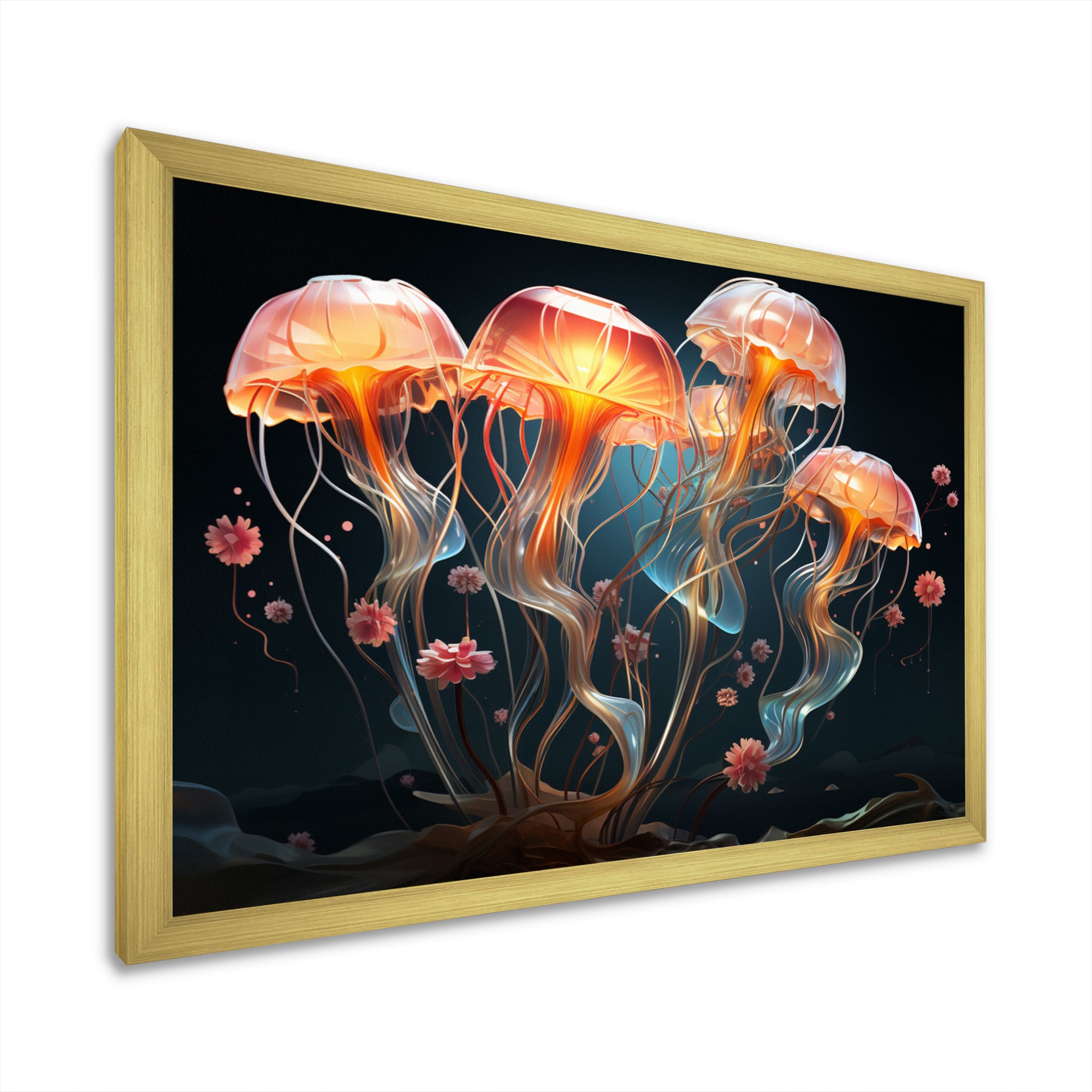 Jellyfish Luminescent Beauty Geometric - Peach Jellyfish Wall Art