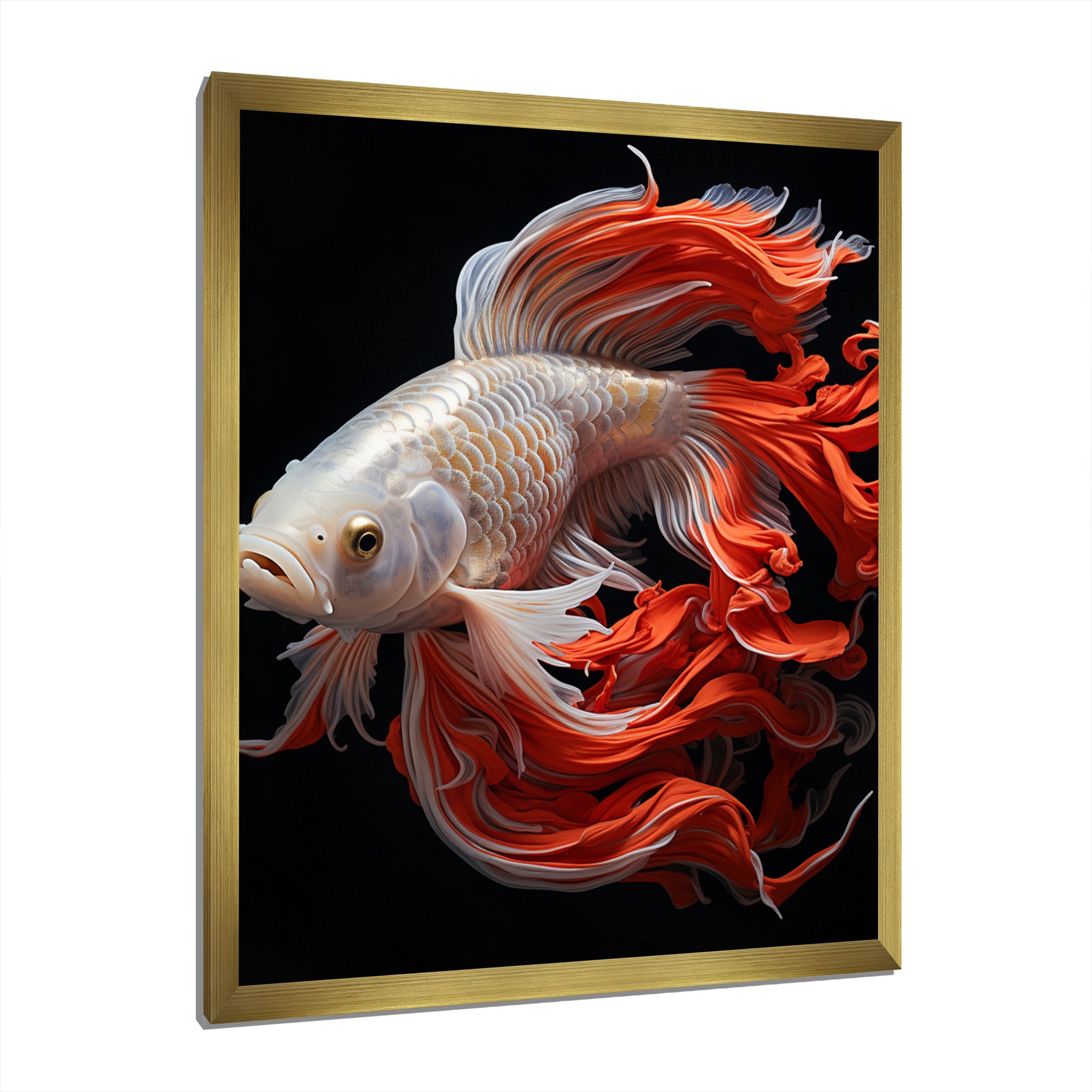Coral Kois Fish Bold Contrasts - Koi's Fish Large Canvas Wall Art