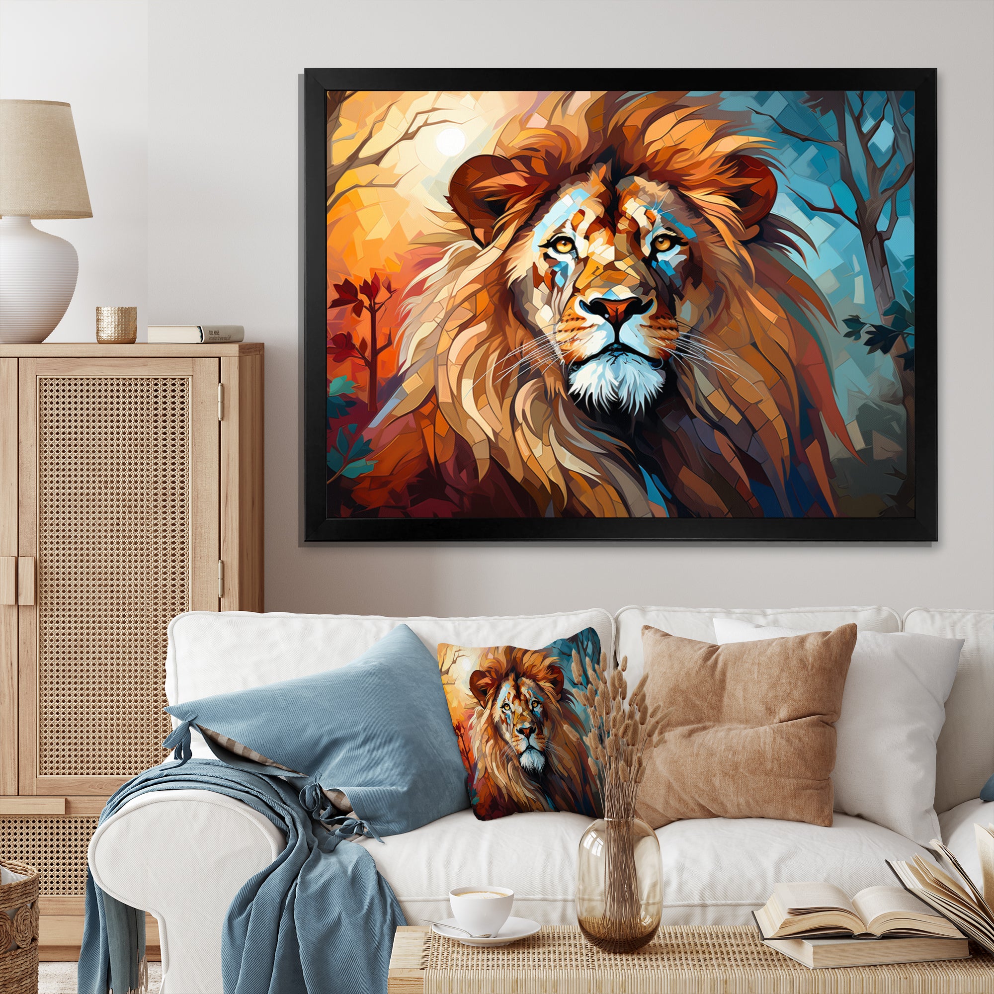 Lion Contemporary Pride Contemporary - Lion Large Canvas Wall Art