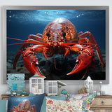 Coral Teal Lobster Grace - Coral Lobster Wall Art